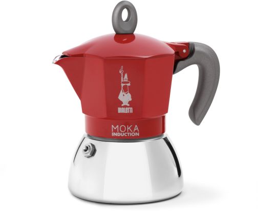 Bialetti Moka Induktion, Rot, Espressokocher mit Bi-Layer-Kessel