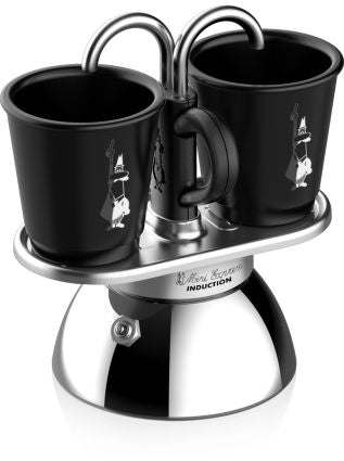 Bialetti Mini Express Induktion Set, Espressokocher + 2 Becher